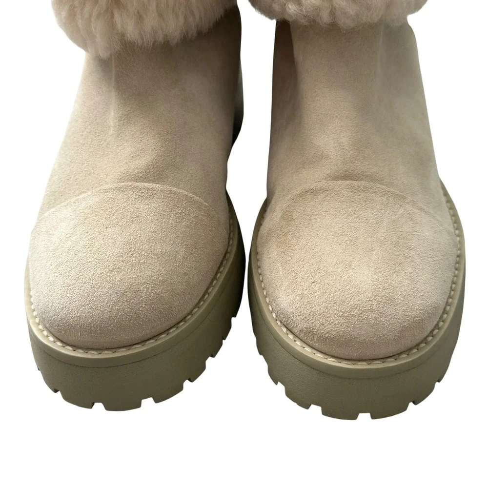 Cult‎ Gaia Avena Shearling Ankle Boots 38.5/US 8.5 Beige Suede Winter Cozy Fur